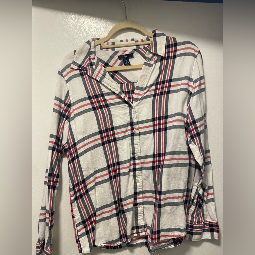 GAP Red and Black Plaid Button-Down Shirt